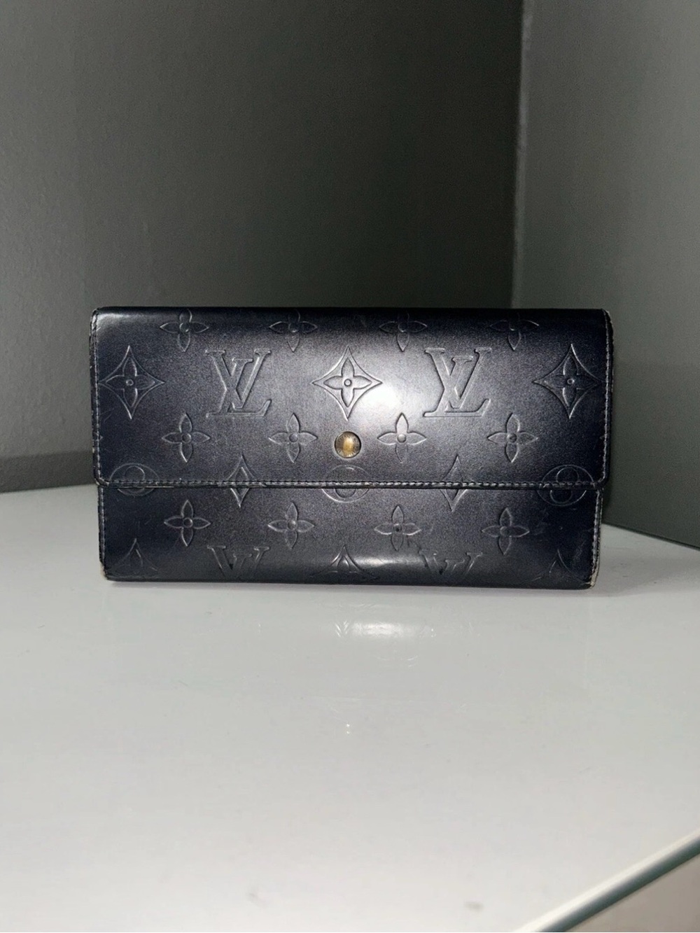 Louis Vuitton Gray Monogram Vernis Mat Porte Tresor International Wallet TH0023